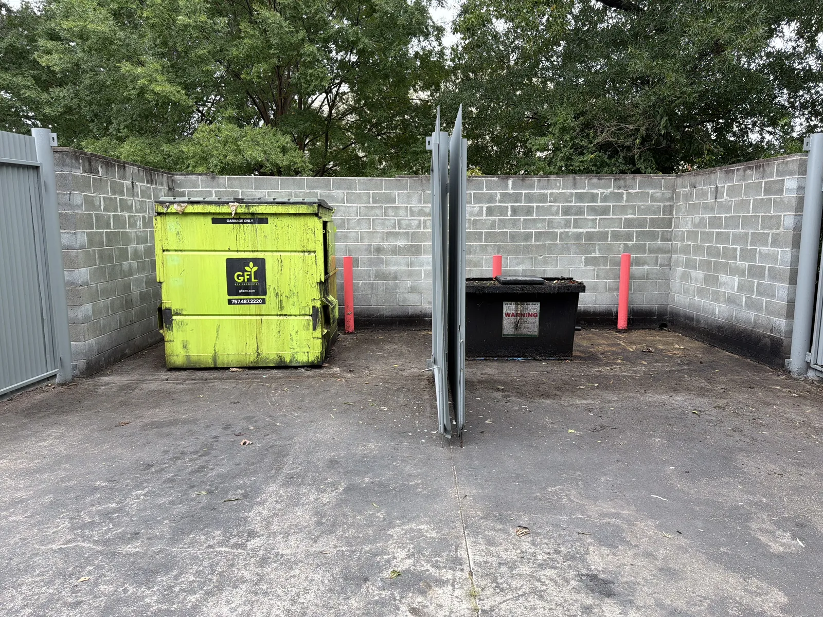 Cleaned commercial dumpster area after work